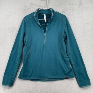 Obermeyer 1/2 Zip Fleece Pullover Women L Blue Green Paola Base Layer Hiking Ski